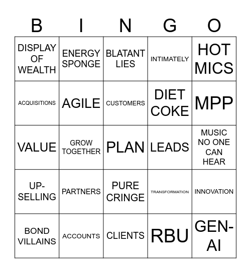 Townhall Bingo Card