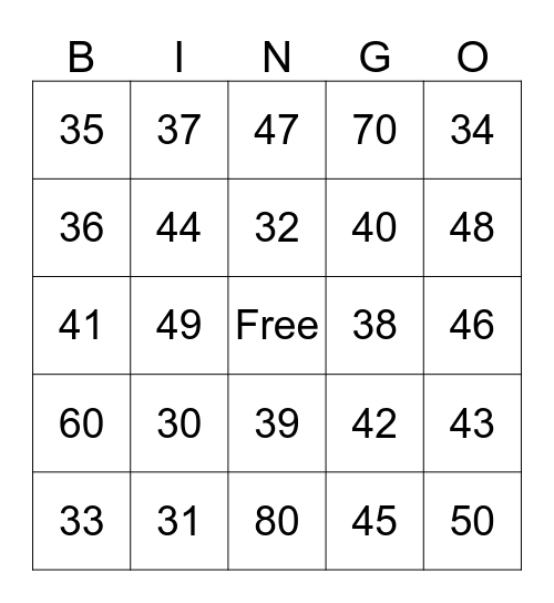 numbers-30-50-bingo-card