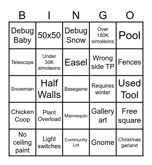 Shell Tours Bingo Card