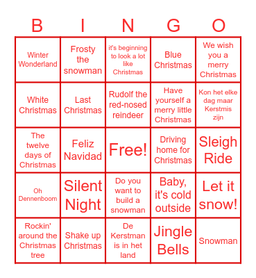 Kerst Bingo Card