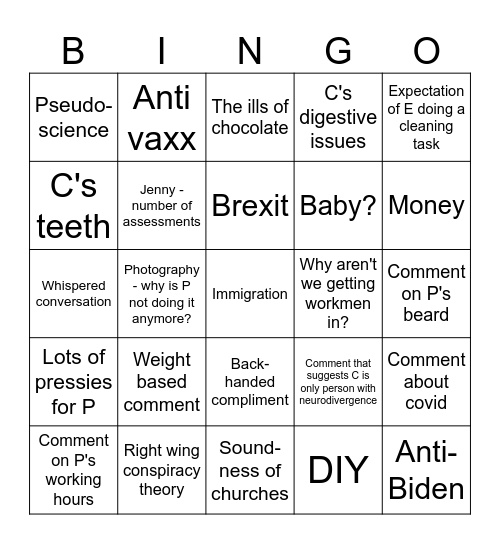 Christmas 2024 Bingo Card