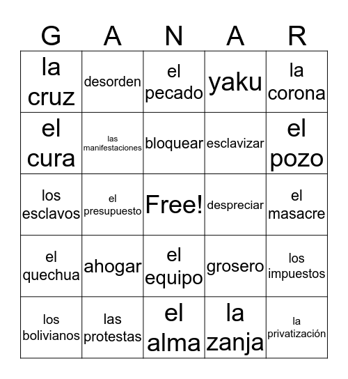 También la Lluvia Bingo Card