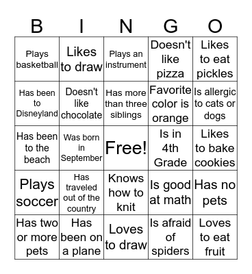 Get to Know You Bingo: Find Someone Who... Bingo Card