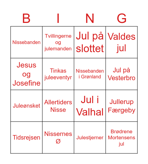 Julekalendermusik Bingo Card