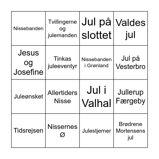 Julekalendermusik Bingo Card