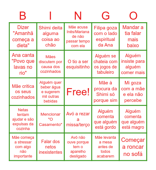 Bingo do Natal das Amaralinhas Bingo Card