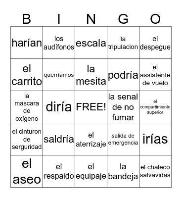Airplane Bingo Card