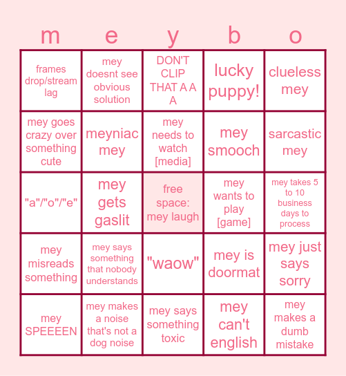 meybe bingi ningi Bingo Card