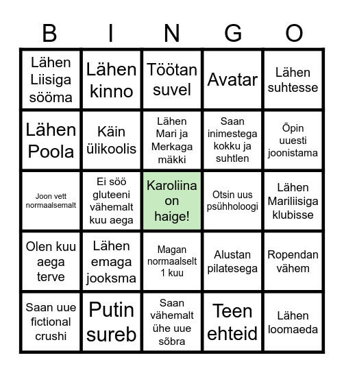 Aasta 2024 Bingo Card