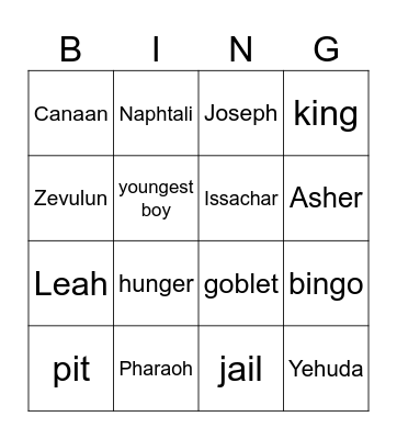 Parasha Bingo Card