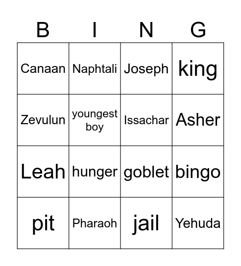 Parasha Bingo Card