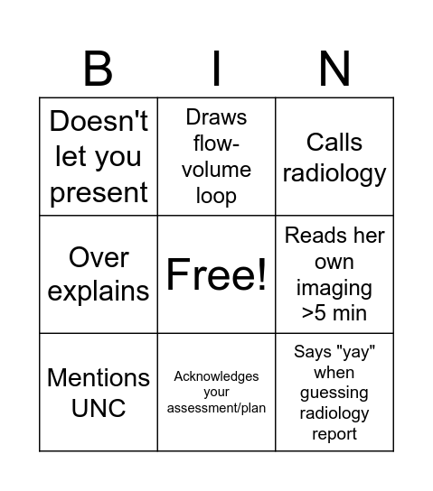 Pulm Bingo Card