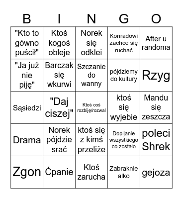 Sylwek 2023 Bingo Card