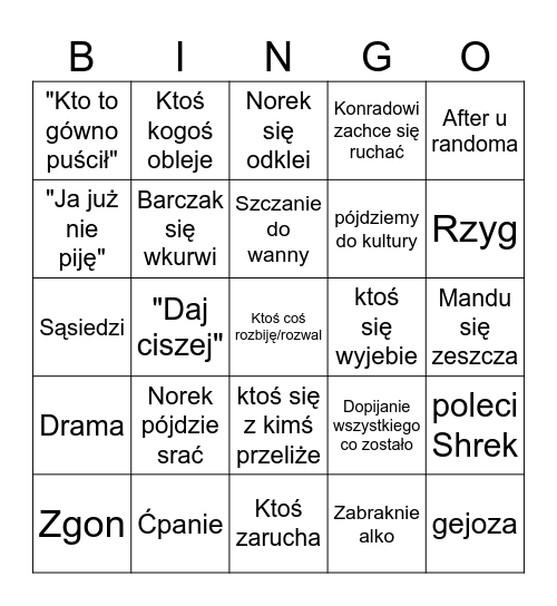 Sylwek 2023 Bingo Card