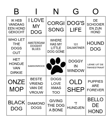 DOGSONGS Bingo Card