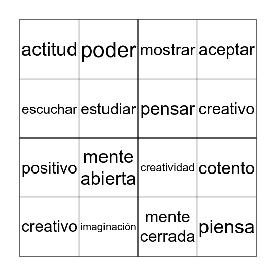 mente abierta Bingo Card