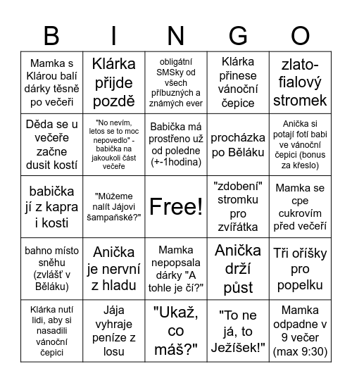 Vánoční bingo Card