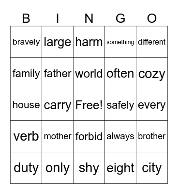 Fundations Bingo Card