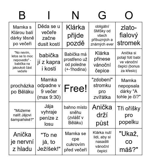 Vánoční bingo Card