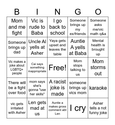 Holiday Bingo Card Bingo Card