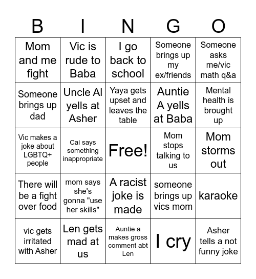 Holiday Bingo Card Bingo Card