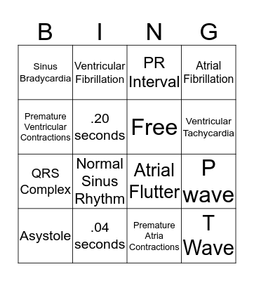 Arrhythmia Bingo Card