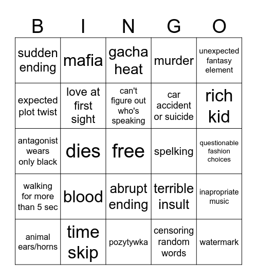 gacha bingo Card