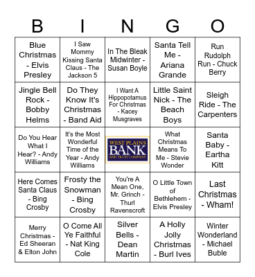 Christmas Blackout Bingo Card