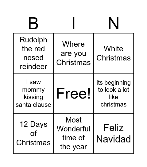 Christmas Bingo Card