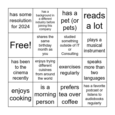 Welcome to HSO! Bingo Card