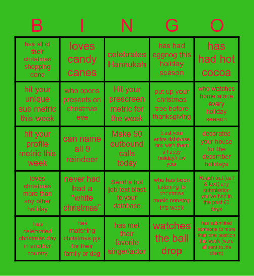 HOLIDAY BINGO Card