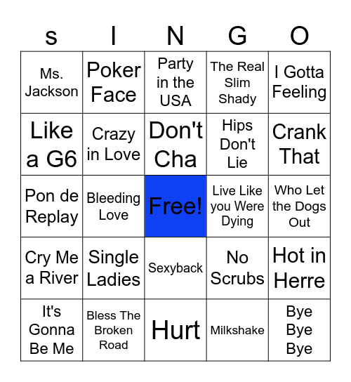 Storm Club Baseball 2000's SINGO Bingo Card