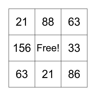 Long Division BINGO Card