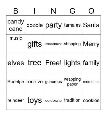 holiday bingo Card