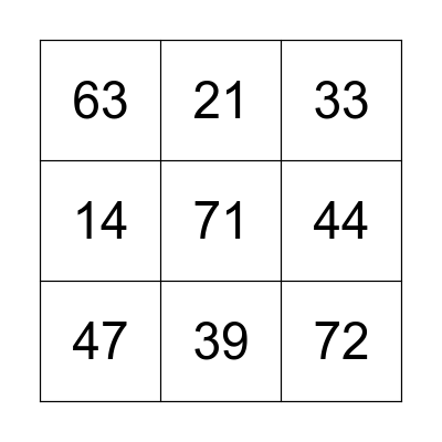 Long Division BINGO Card