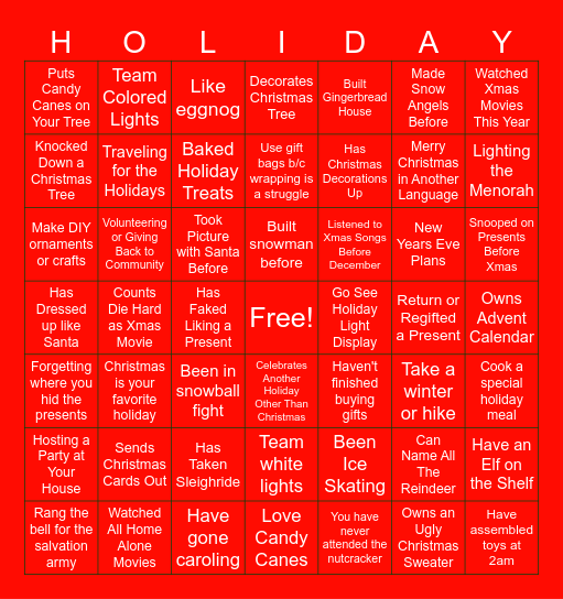 Customer Success Holiday FUN Bingo Card