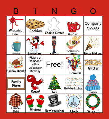 Holiday Scavenger Hunt Bingo Card