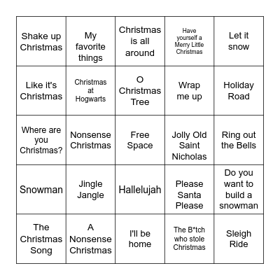 New Age Christmas Bingo Card