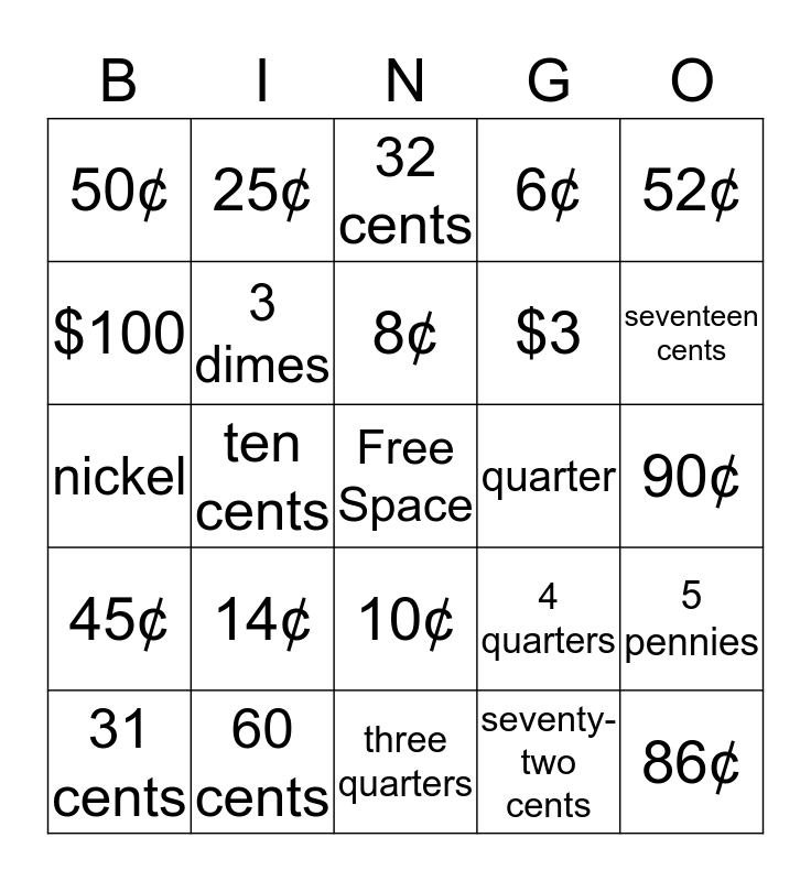 Money Matters Bingo! Bingo Card