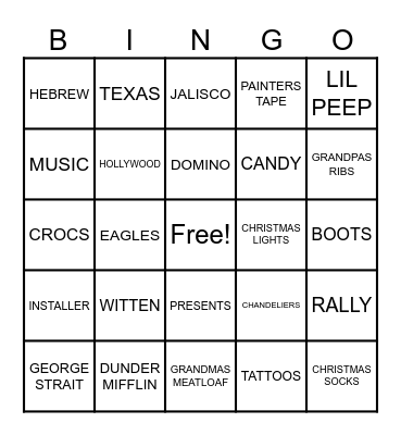 CHRISTMAS 2023 Bingo Card