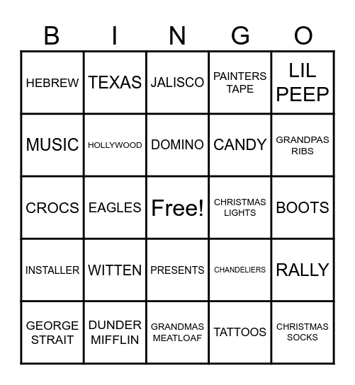 CHRISTMAS 2023 Bingo Card