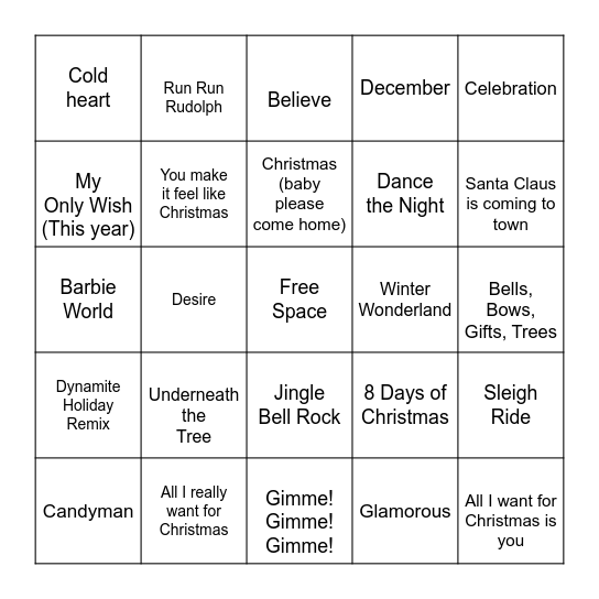 Christmas Party Hop Bingo Card