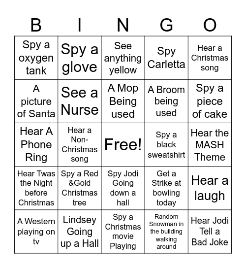 I Spy Bingo Card