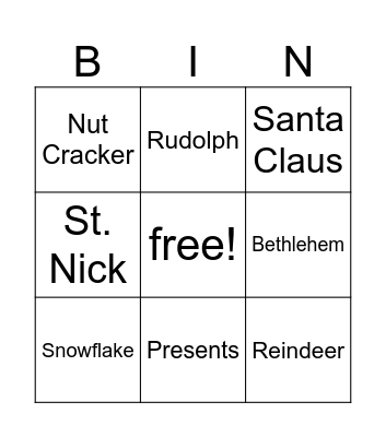 Christmas Bingo Card