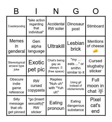 Genderal Bingo Card