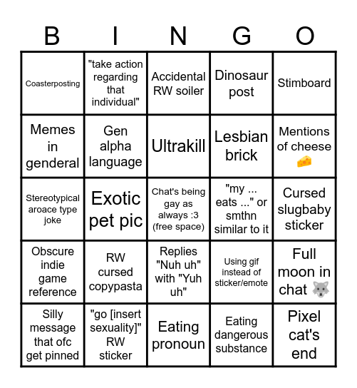 Genderal Bingo Card