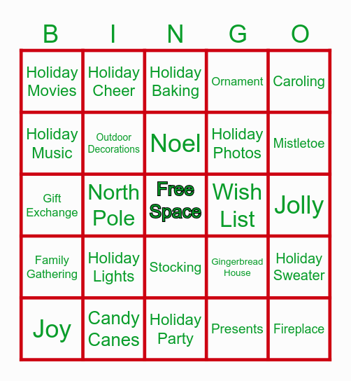 Holiday Bingo Card