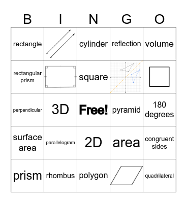 Math Shapes and Geometry Bingo Card