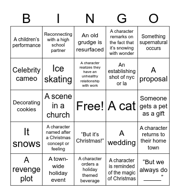 Christmas Movie Bingo Card