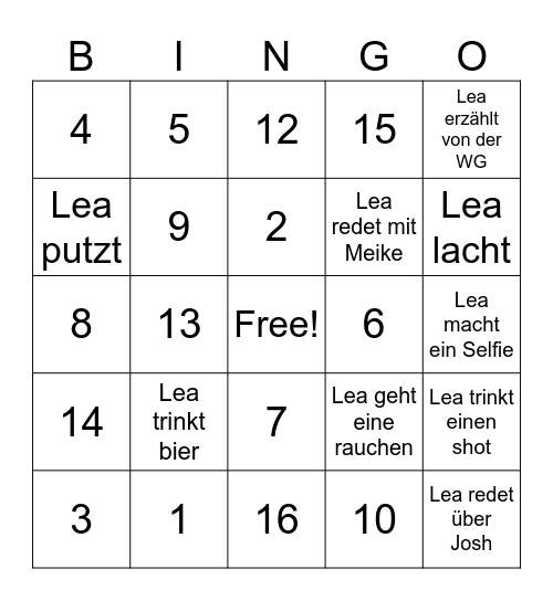 LeaBingo Card